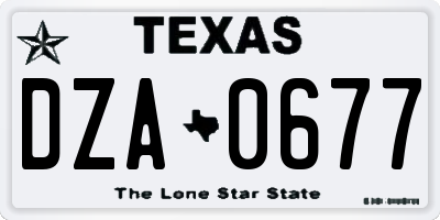TX license plate DZA0677