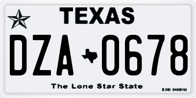 TX license plate DZA0678