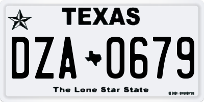 TX license plate DZA0679