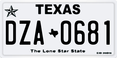 TX license plate DZA0681