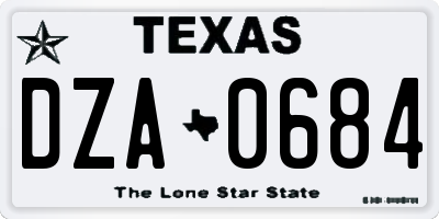 TX license plate DZA0684