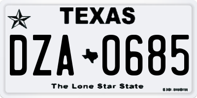 TX license plate DZA0685