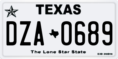 TX license plate DZA0689