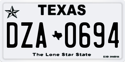 TX license plate DZA0694