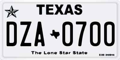 TX license plate DZA0700