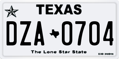 TX license plate DZA0704