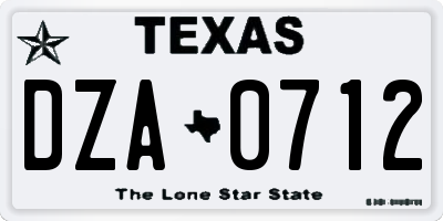 TX license plate DZA0712
