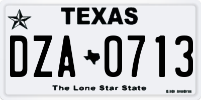 TX license plate DZA0713