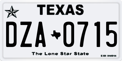 TX license plate DZA0715