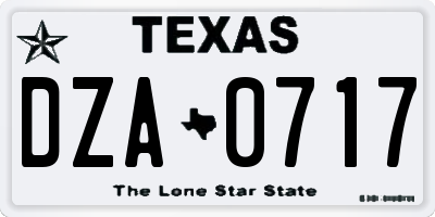 TX license plate DZA0717