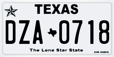 TX license plate DZA0718
