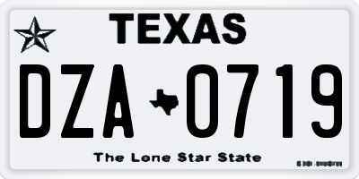 TX license plate DZA0719
