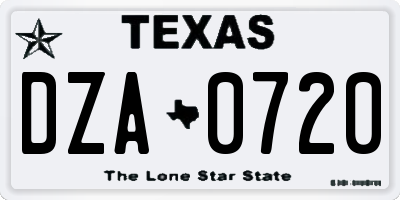 TX license plate DZA0720
