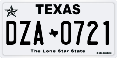 TX license plate DZA0721