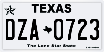 TX license plate DZA0723
