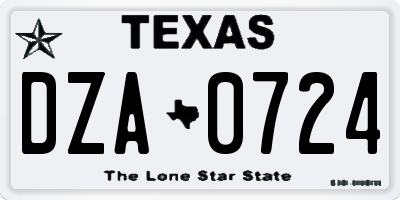 TX license plate DZA0724