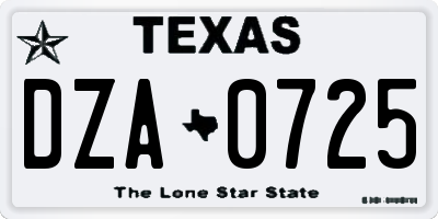 TX license plate DZA0725