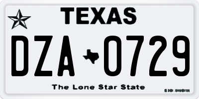 TX license plate DZA0729