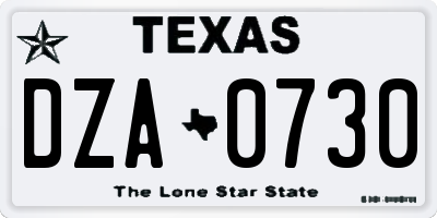 TX license plate DZA0730