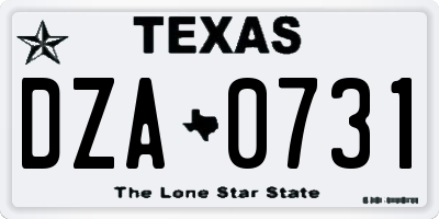 TX license plate DZA0731