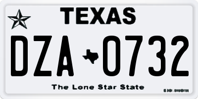 TX license plate DZA0732