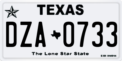 TX license plate DZA0733