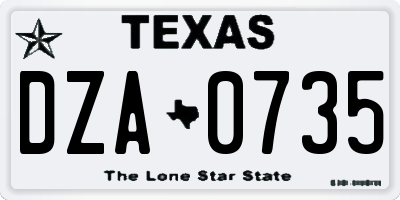 TX license plate DZA0735