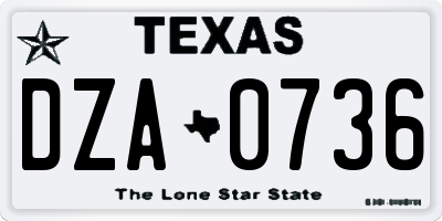 TX license plate DZA0736