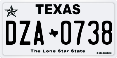 TX license plate DZA0738