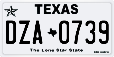 TX license plate DZA0739