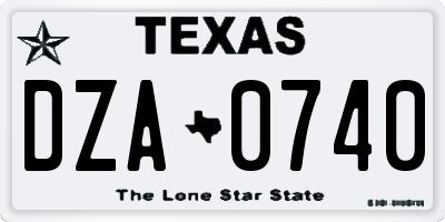 TX license plate DZA0740