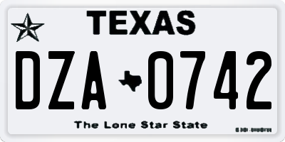 TX license plate DZA0742