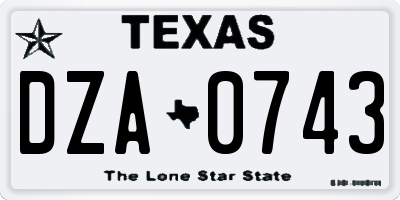 TX license plate DZA0743