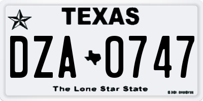 TX license plate DZA0747