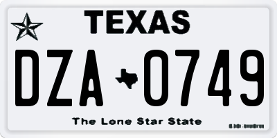 TX license plate DZA0749