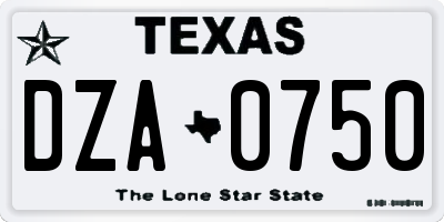 TX license plate DZA0750