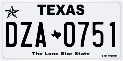 TX license plate DZA0751
