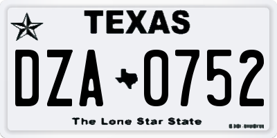 TX license plate DZA0752