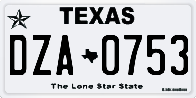 TX license plate DZA0753