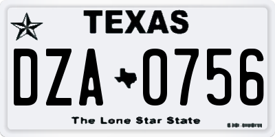 TX license plate DZA0756