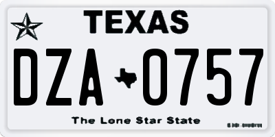 TX license plate DZA0757