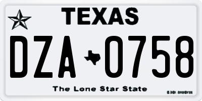 TX license plate DZA0758