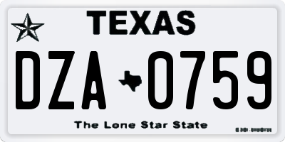 TX license plate DZA0759