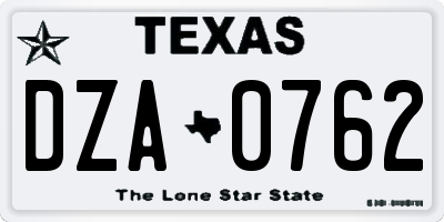 TX license plate DZA0762