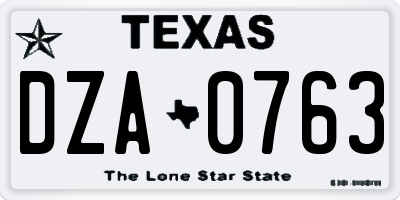 TX license plate DZA0763
