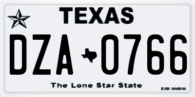 TX license plate DZA0766