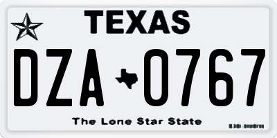TX license plate DZA0767