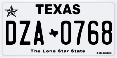 TX license plate DZA0768