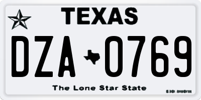 TX license plate DZA0769