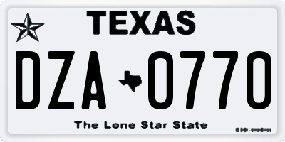TX license plate DZA0770